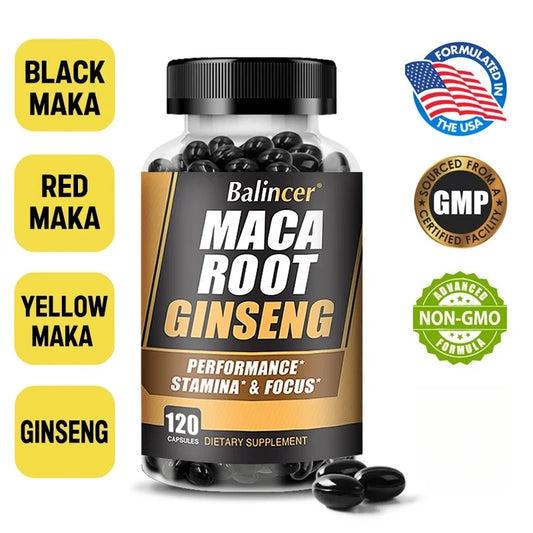 Balincer Men's Health Maca Root Ginseng Extract - Energy Supplement - For Endurance, Strength, Muscle Supplement Peaceful Pleasures Health and Wellness