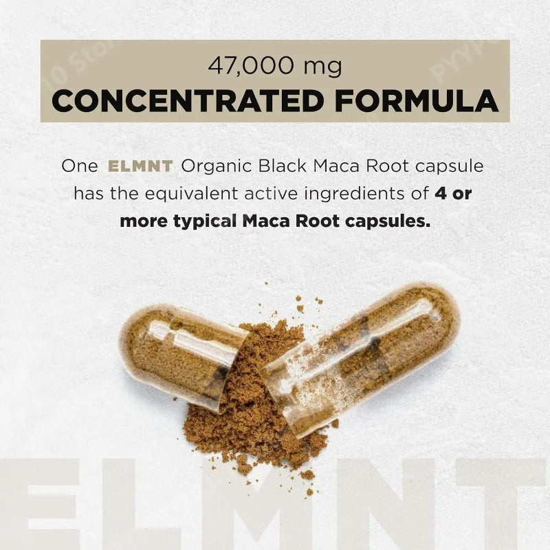 Organic Black Maca Root & Ashwagandha Supplement – 60 Caps