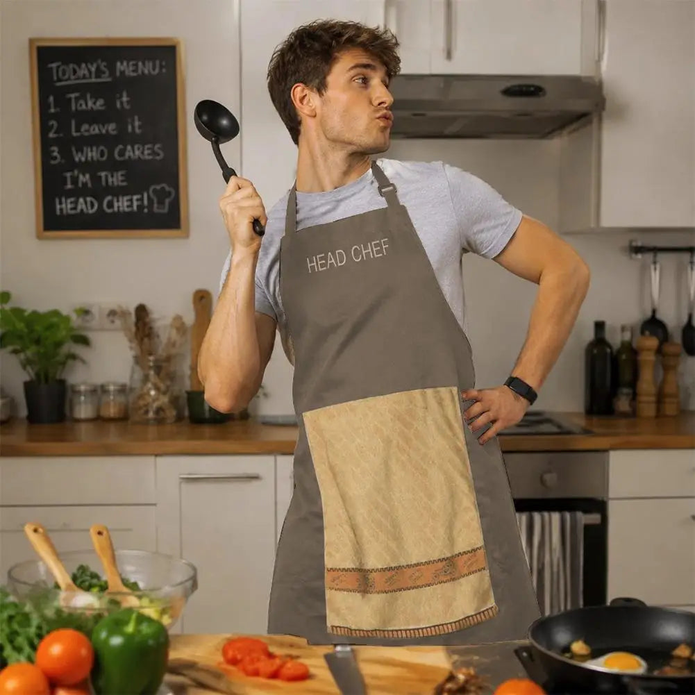 Funny Prank Chef Apron For Men BBQ Grilling Cooking Adjustable Cotton Men's Kitchen One Size Novelty Gift Father's Day Apron Peaceful Pleasures Health and Wellness