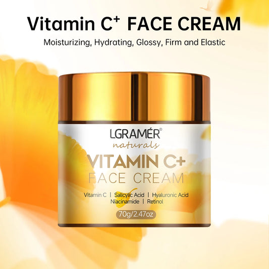 Vitamin C Face Cream Retinol Smooth Wrinkle Moisturizing Firming Hyaluronic Lightening Repairing Smooth Skincare Whitening Cream Peaceful Pleasures Health and Wellness