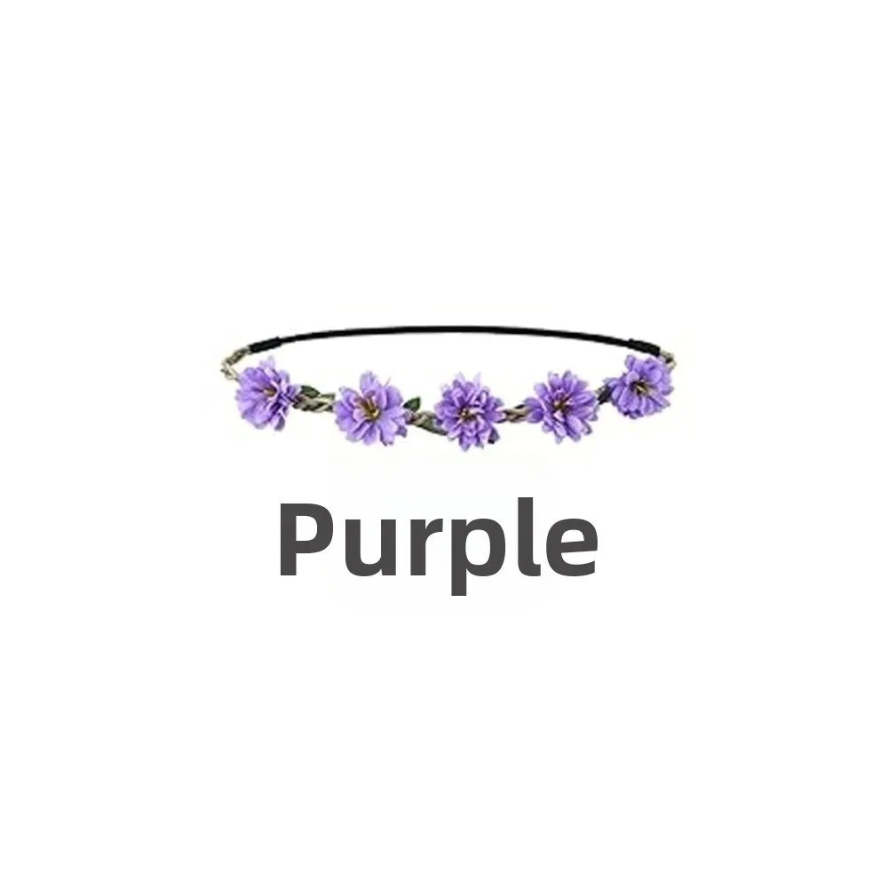 Pink Rose Floral Crown – Boho Adjustable Ribbon Headpiece