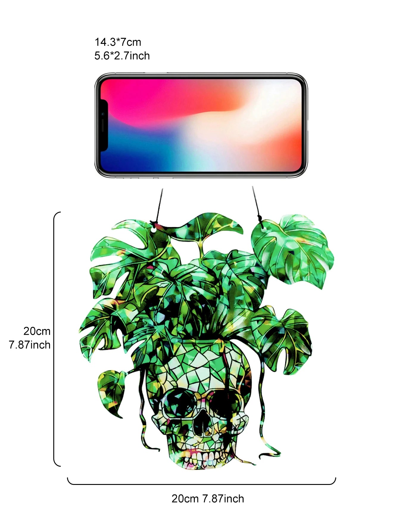 Green Skull Hanging Decor Acrylic Plant Pot Wall Ornament