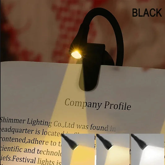 USB Rechargeable LED Book Light – 3 Colors & Dimming LED Book Light Peaceful Pleasures Health and Wellness black