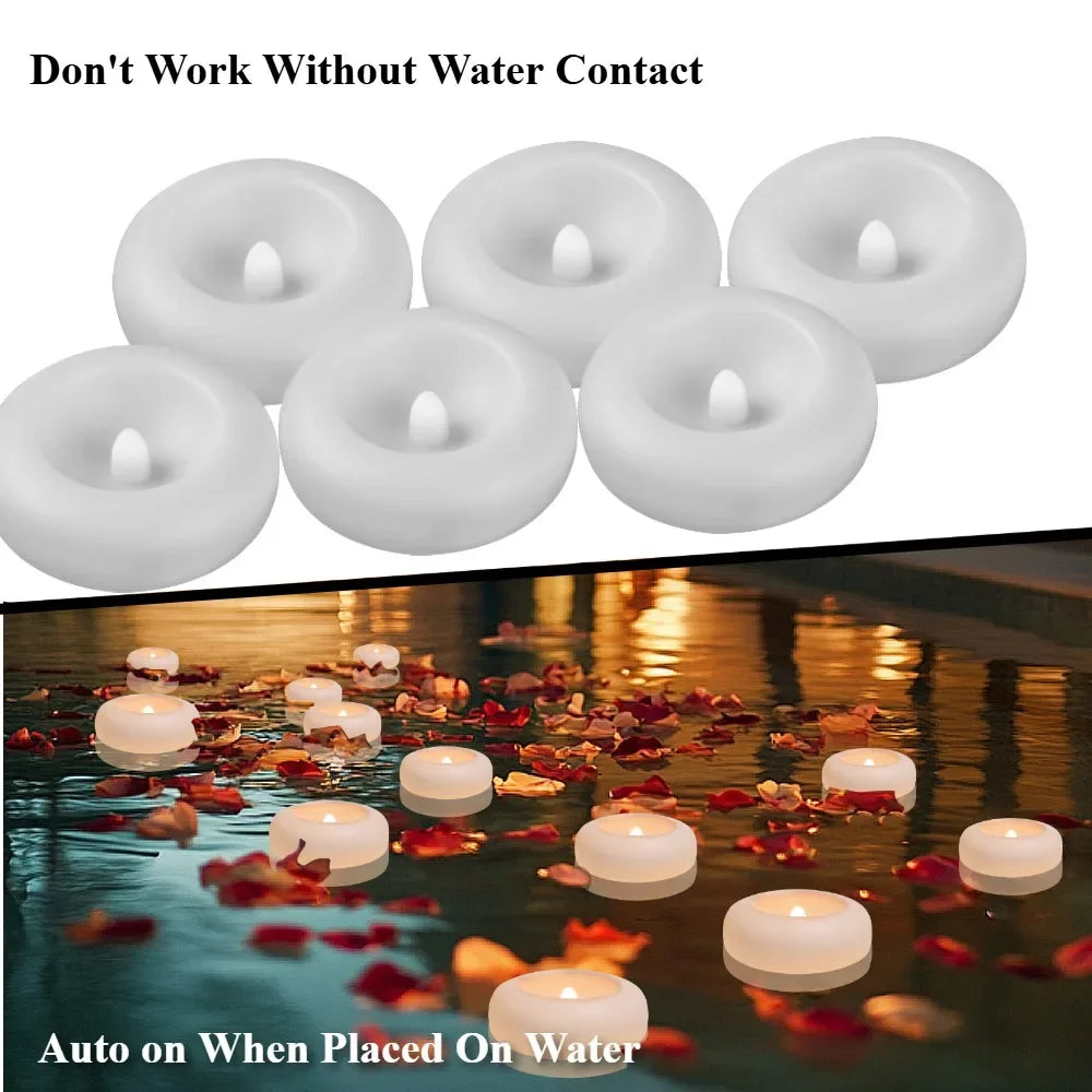 6-24 Pack Flameless LED Floating Candles Battery Operate Waterproof Tealights for Vases Wedding Party Pool Bathtub Decor Peaceful Pleasures Health and Wellness