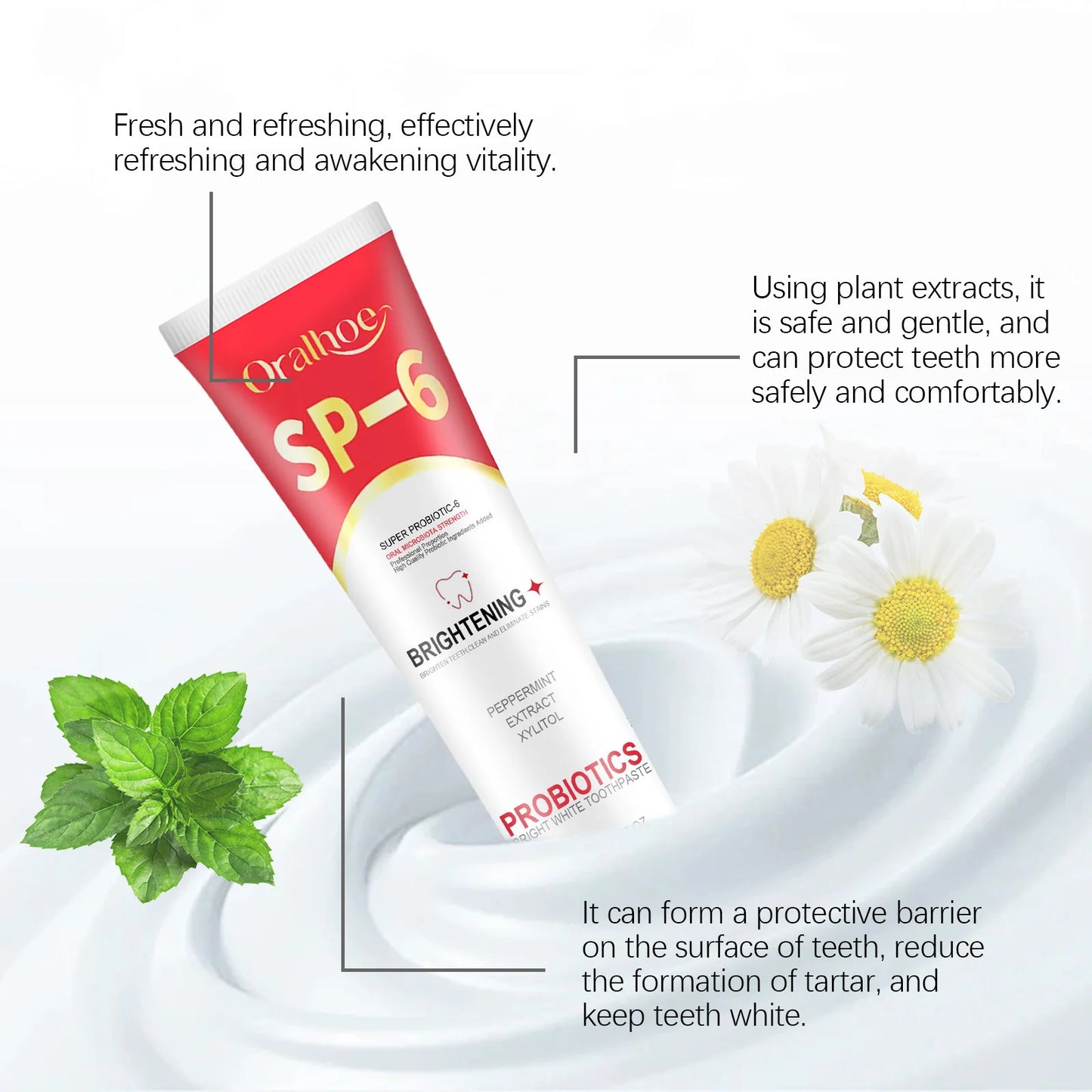 Oralhoe SP6 Probiotic Brightening Toothpaste | Plaque & Fresh Breath