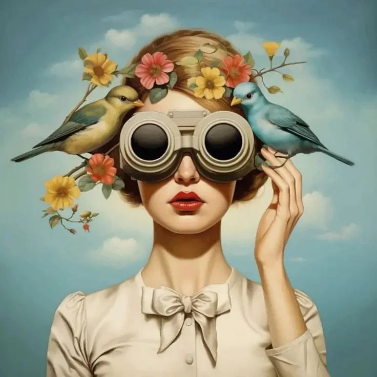 Surrealism Woman & Fish Canvas Wall Art | Fantasy Portrait Print