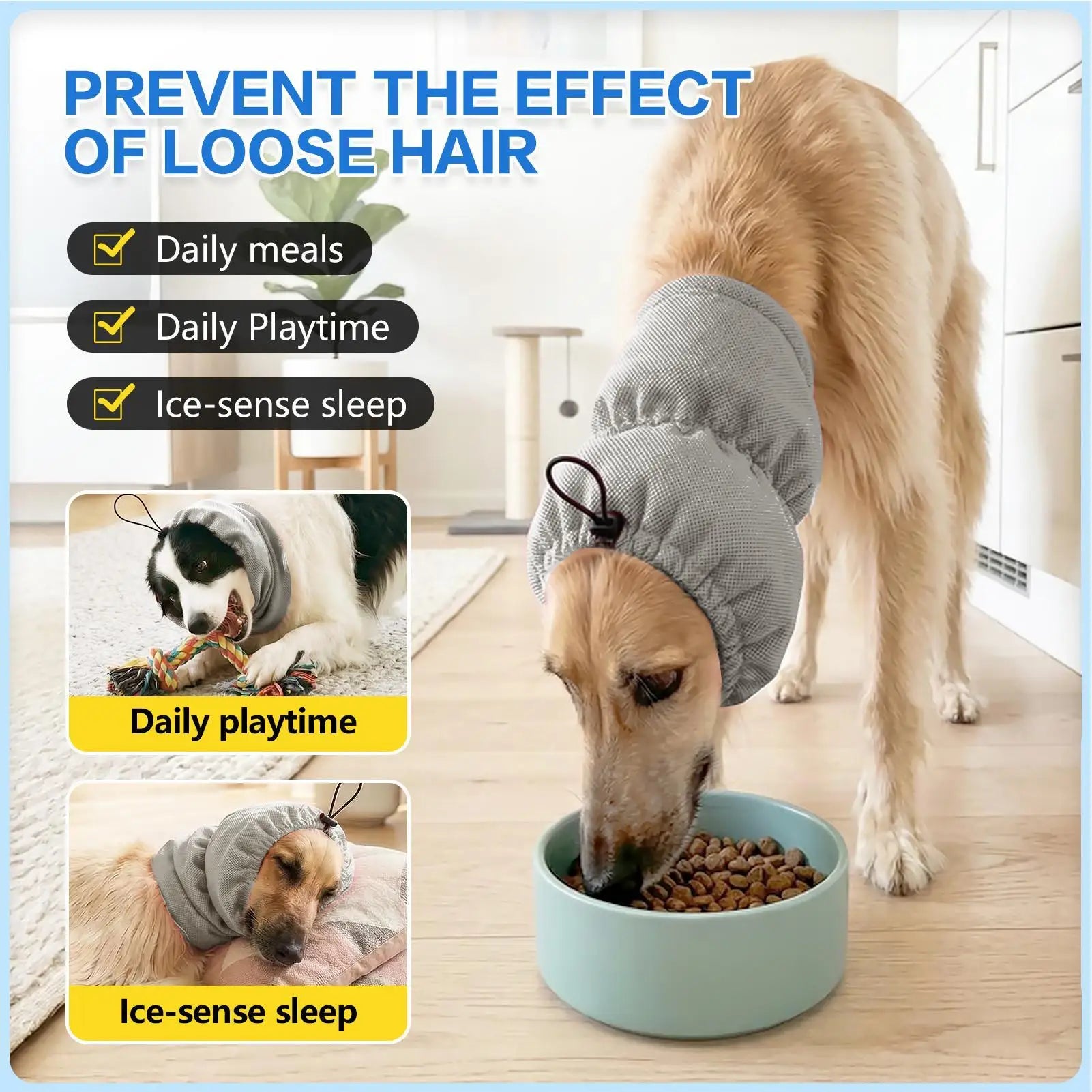 Dog Ear Cover Adjustable Elastic Comfortable Headwear Flexible Head Wrap Dog Snood For Pet Puppy Small Medium Large Breed Indoor Peaceful Pleasures Health and Wellness