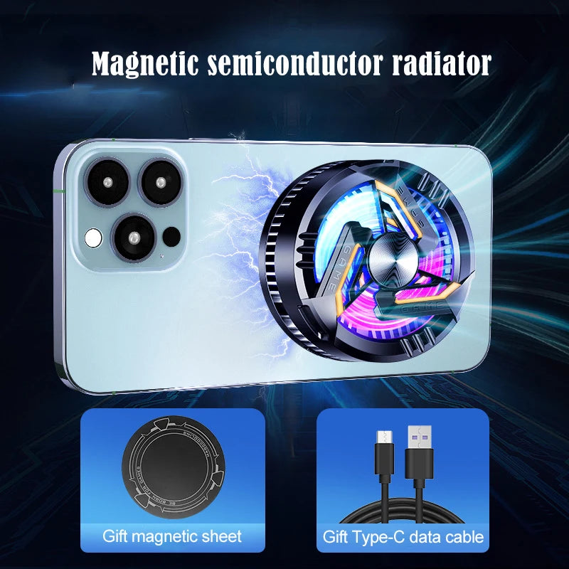 Magnet Attraction Wireless Phone Cooler Semiconductor Radiator Portable Cooler For Cell Phone Cooler Gamer For Cell Phone Peaceful Pleasures Health and Wellness Standard style