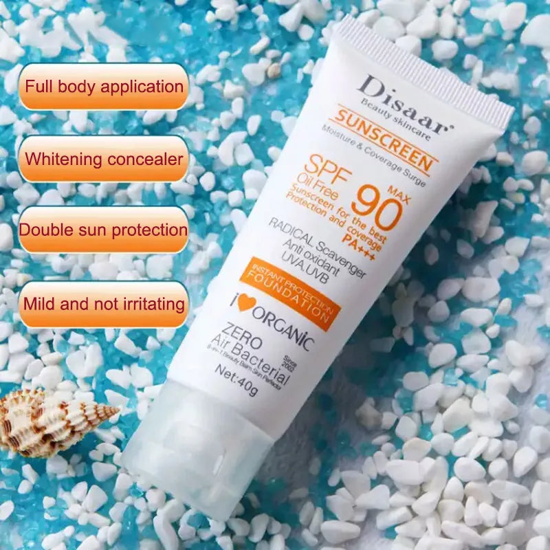 Facial Moisturizing Sunscreen SPF 90 Waterproof All-round UVA UVB Blue Light Resistance for Outdoor Sports Cycling Swimming Peaceful Pleasures Health and Wellness Default
