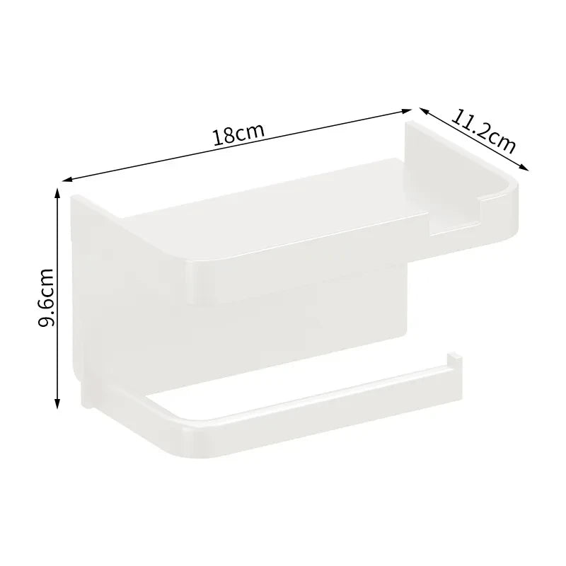 Wall-Mount Bathroom Toilet Paper Holder & Storage Rack