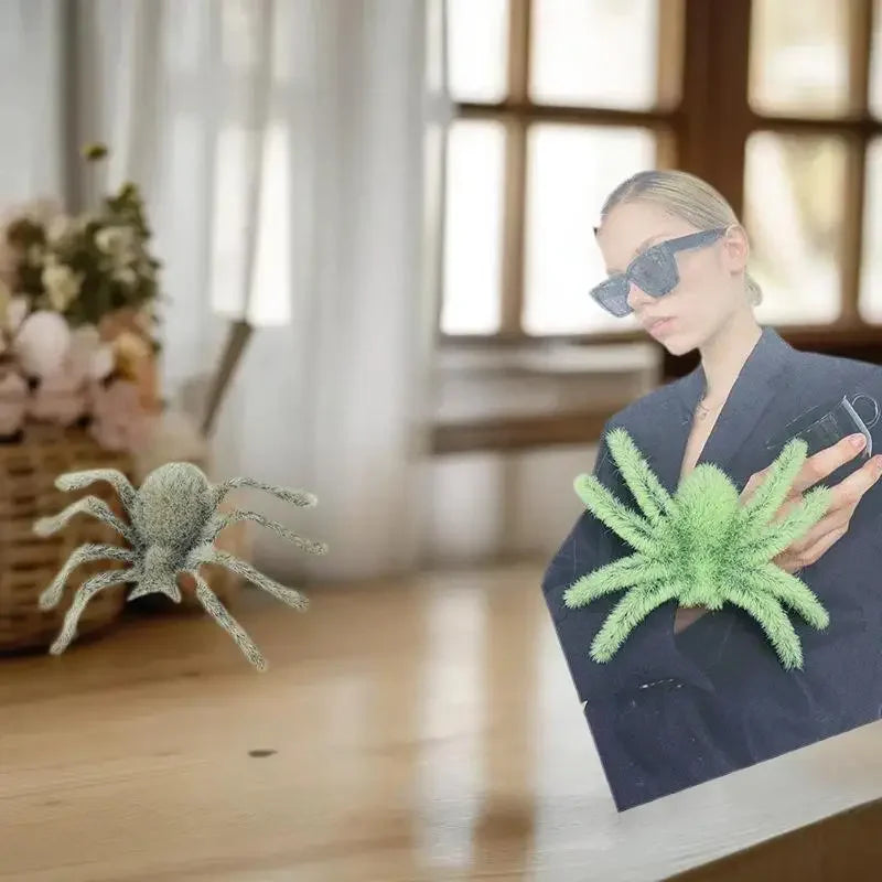 3D Flocking Black Spider Figurine | Halloween Party Decor