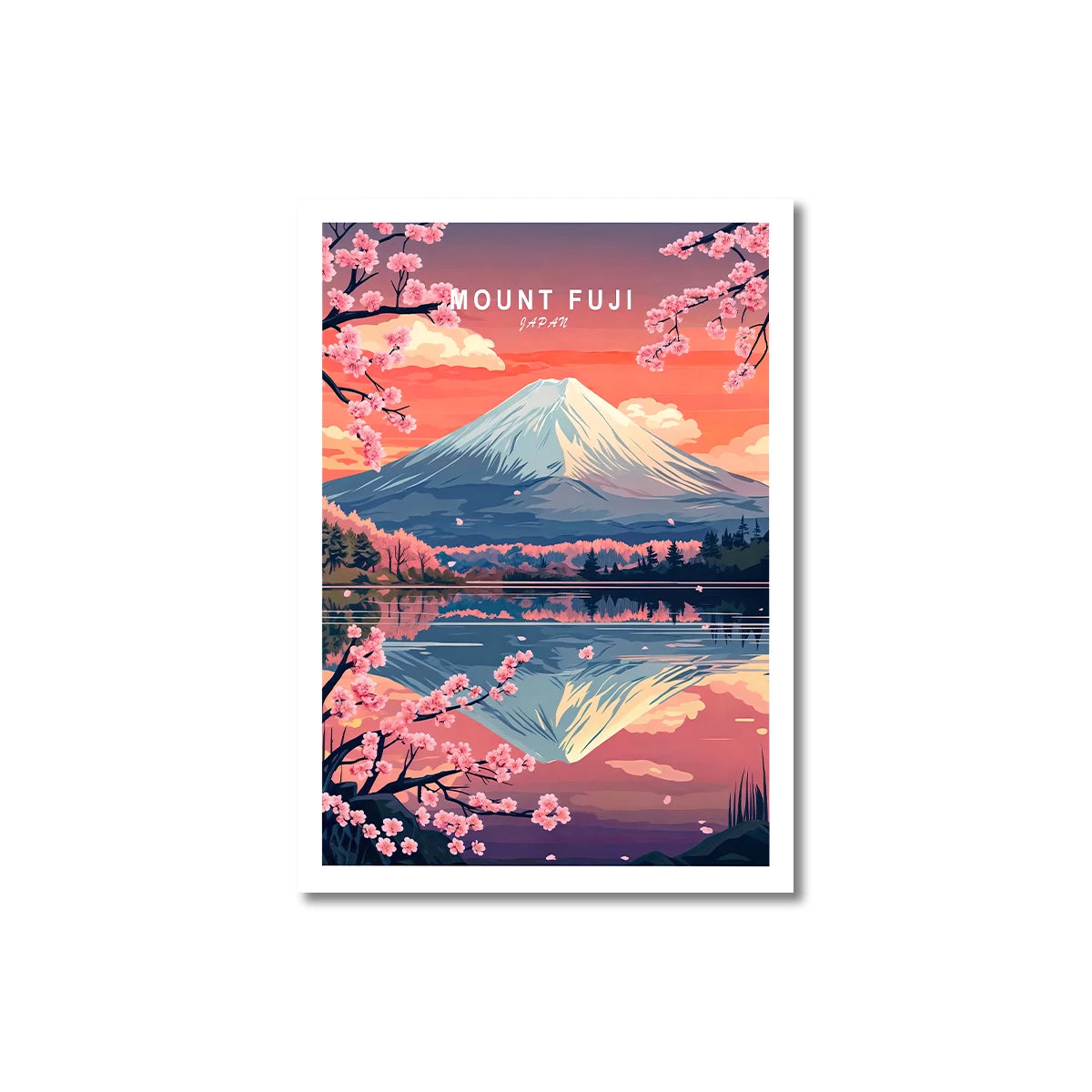 Japanese Mount Fuji Canvas Wall Art | Plum Blossom Wave Poster Canvas Wall Art Peaceful Pleasures Health and Wellness TL525 30x40cm Unframed