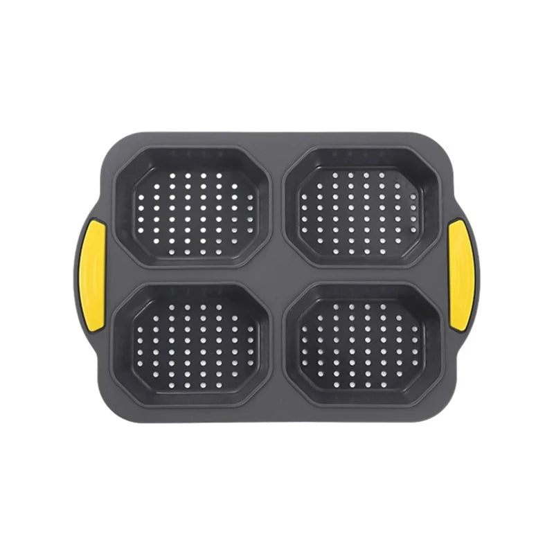 New Baking Mould Restaurant Hamburger Bun Silicone Mold Foldable Reusable Bread Pan Heat Resistance DIY Kitchen Tool Accessories Peaceful Pleasures Health and Wellness black
