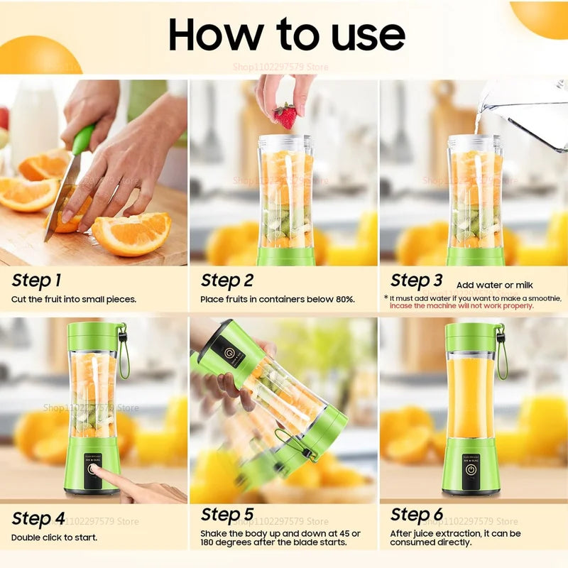 380ml Portable USB Rechargeable Mini Blender & Smoothie Maker