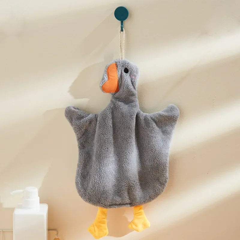 Cute Animal Kids Hand Towels – Soft Coral Fleece Duck & Penguin