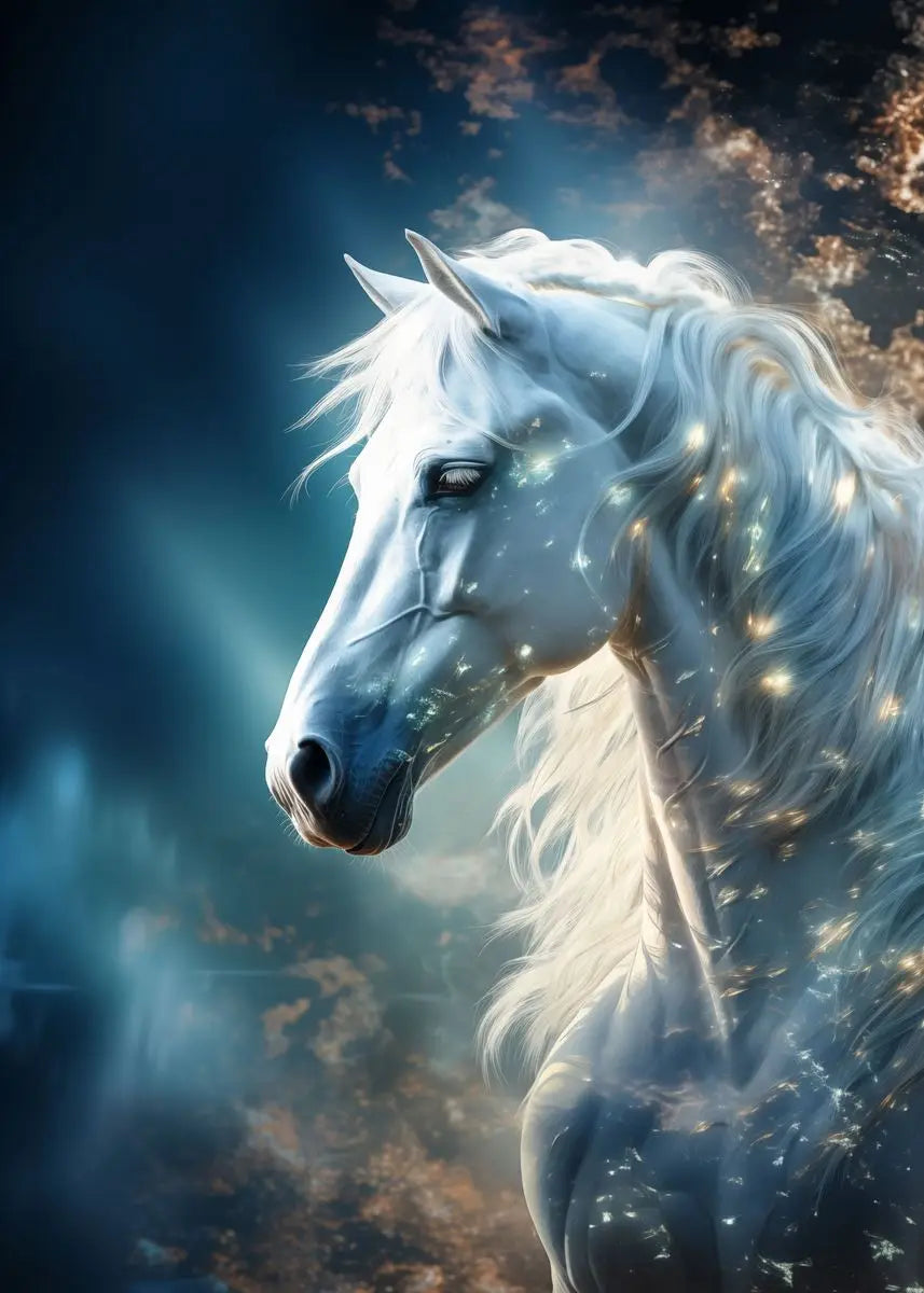 Black horse ， White Horse Canvas Painting,Posters and Prints, Wall ,,Animal Picture for Modern Living Room Home Decoration Peaceful Pleasures Health and Wellness