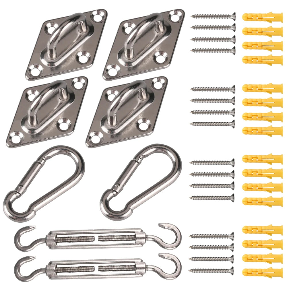 Sun Shade Sail Hardware Kit 24 Pcs – 304 Stainless Steel