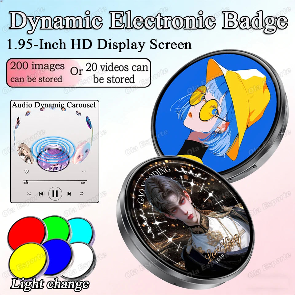 M3 Anime Smart Electronic Badge – 1.95" Touch Screen Bluetooth