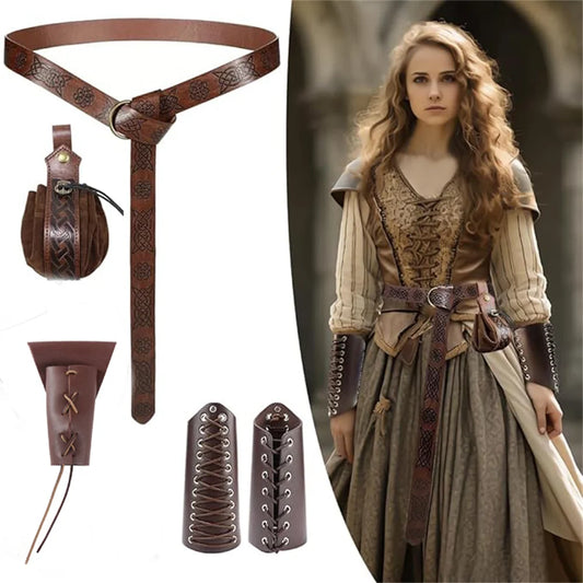 Halloween Costume Accessories Medieval Renaissance Knight Belt Viking Peaceful Pleasures Health and Wellness Style E 5PCS One Size