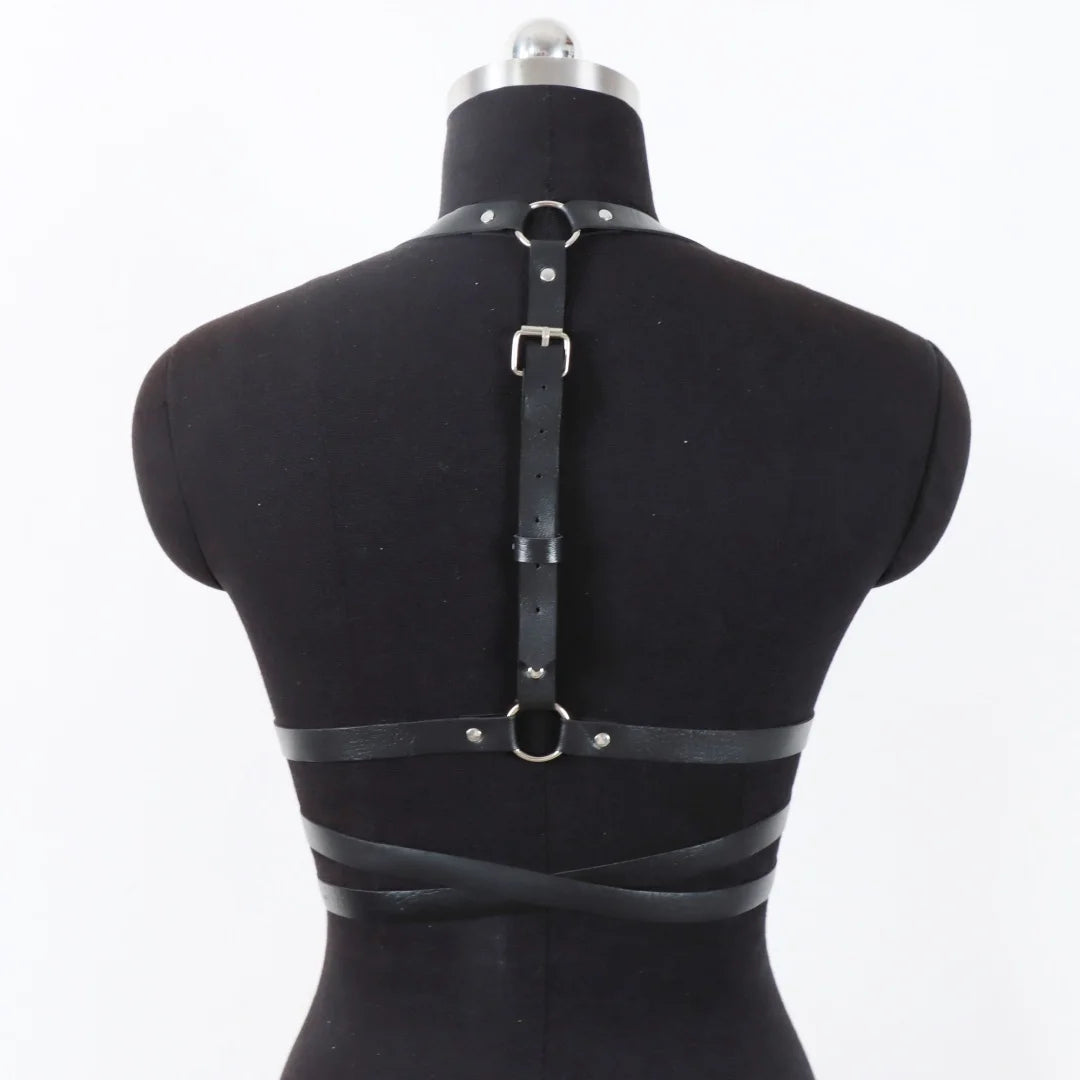UYEE Sexy Lingerie Women Punk PU Leather Harness Bra Garter Fashion