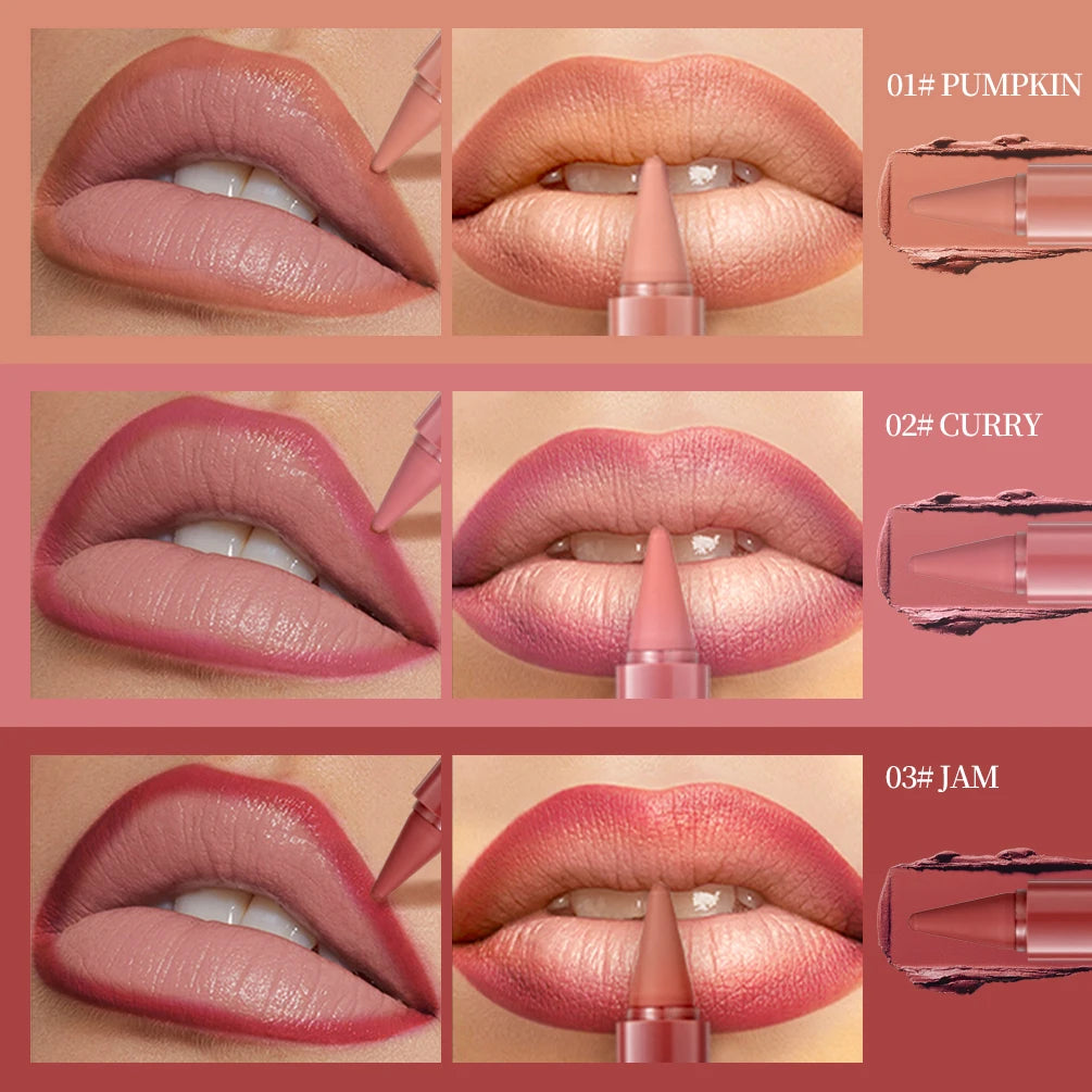 QIBEST Tapered Gradient Lip Liner Sets Matte Nude Brown Lipstick Waterproof Non Sticky Contouring Tint Lipliner Lasting Makeup Peaceful Pleasures Health and Wellness