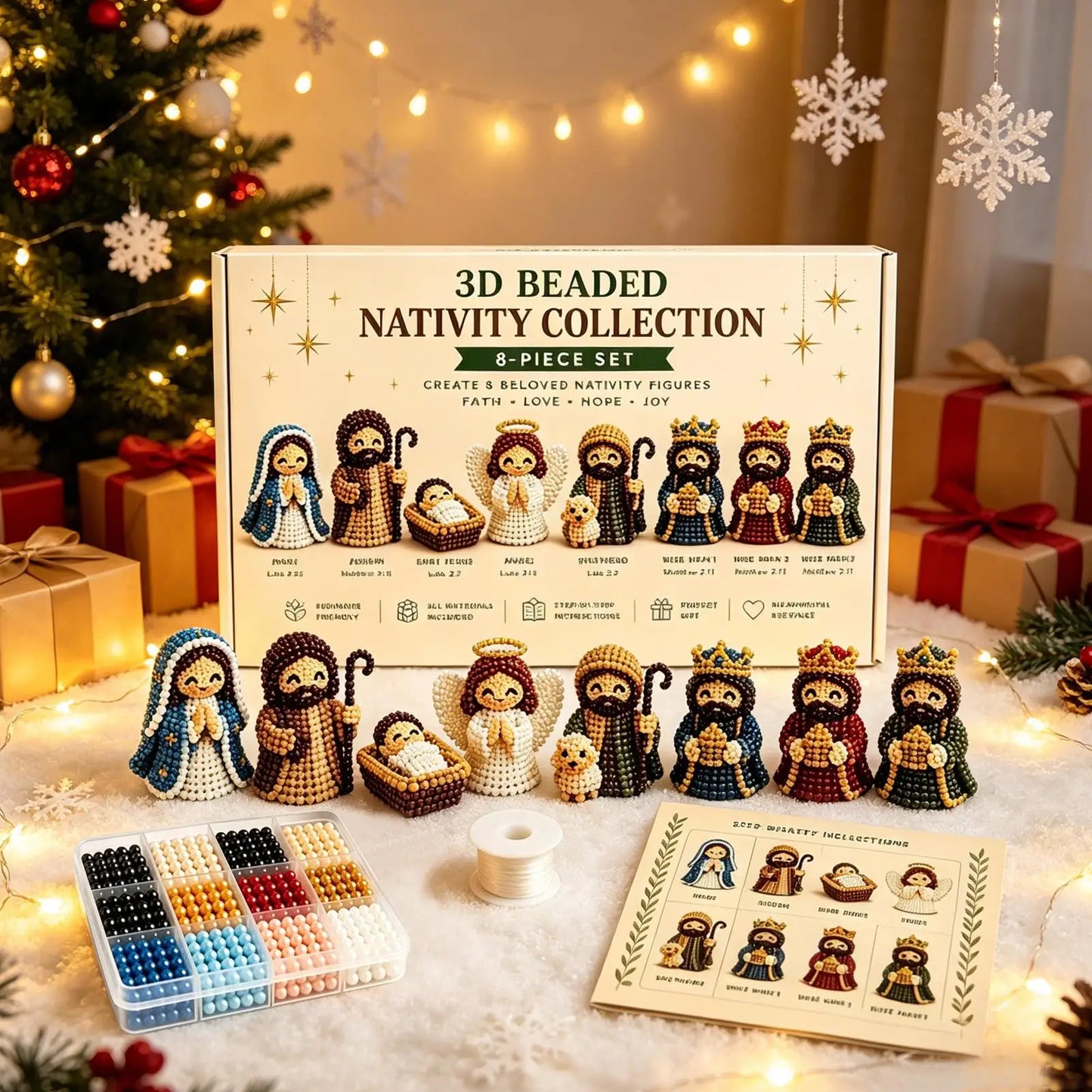 3D Nativity Bead Craft Kit – Christmas Beaded Figurines Set