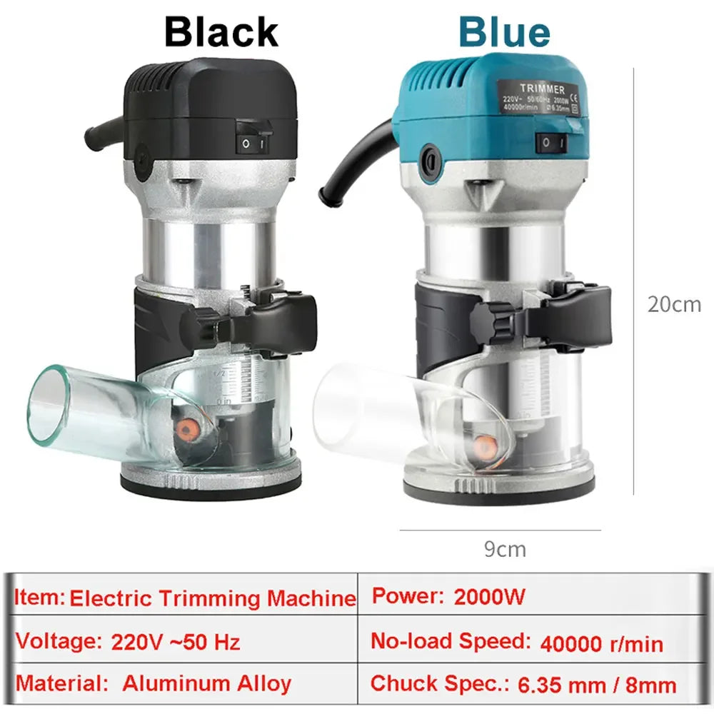 2000W Wood Router Electric Trimmer 220V Woodworking Milling Engraving Slotting Trimming Machine Hand Carving Router Power Tools Peaceful Pleasures Health and Wellness