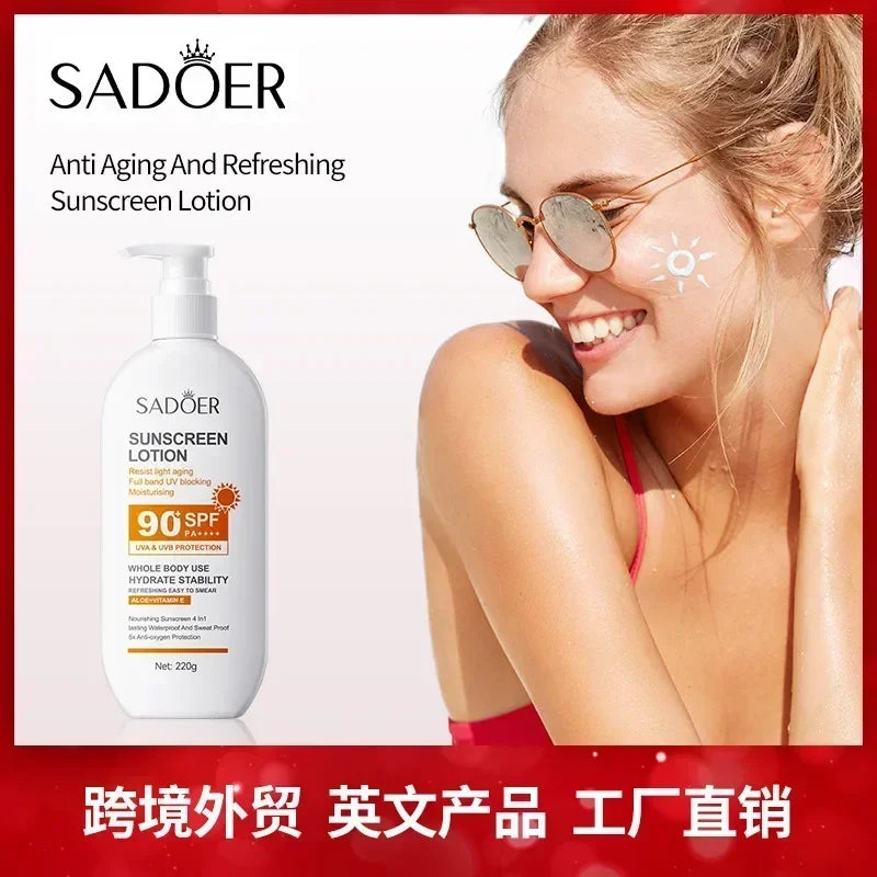 SPF90+ sunscreen, UV protection, whitening sunscreen, moisturizing, whitening, facial and body sunscreen, skin care, anti-aging Peaceful Pleasures Health and Wellness