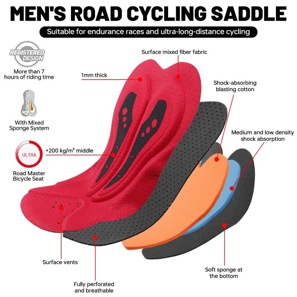 X-TIGER Men's Padded Cycling Shorts – Breathable Road Bike
