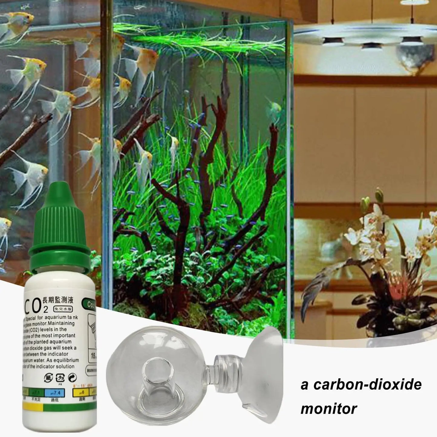 Aquarium CO2 Drop Checker | Glass Indicator Solution for Fish Tanks
