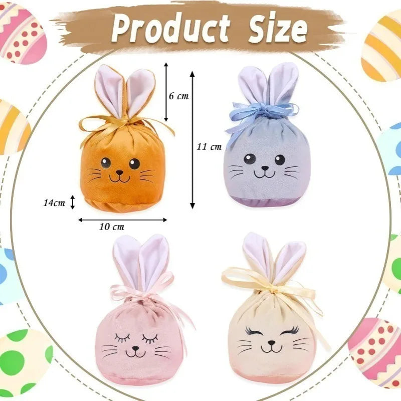 Easter Bunny Ears Velvet Drawstring Gift Bags – Party Favors