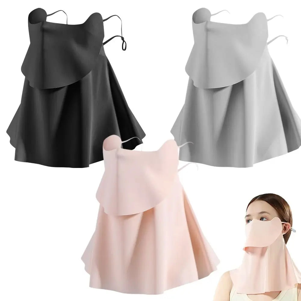 UPF 50+ Ice Silk UV Face Mask – Breathable 360° Sun Cover