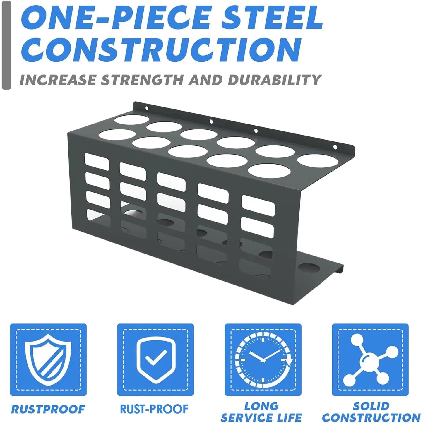 Wall-Mounted Steel Caulk Tube Holder Rack – 11-Hole Organizer
