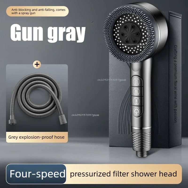 4-Mode Handheld Shower Head | Self-Cleaning, High Pressure