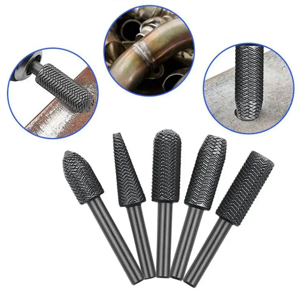 5-Piece Double Cut Carbide Rotary Burr Set | 6mm Shank