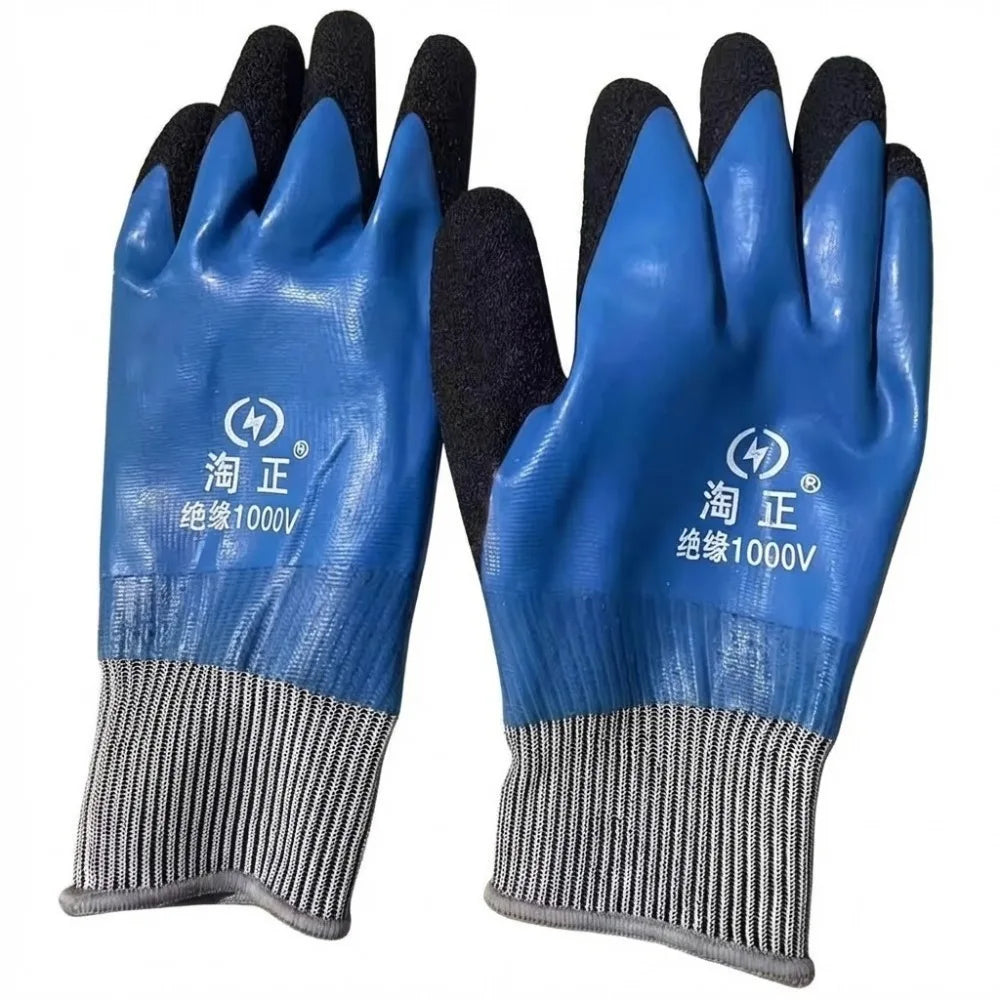 Durable 400/500V Insulated Working Gloves Nitrile Safety Safety Electrician Gloves Ultra-thin Protective Gloves Electrician Work Peaceful Pleasures Health and Wellness 1000V Blue