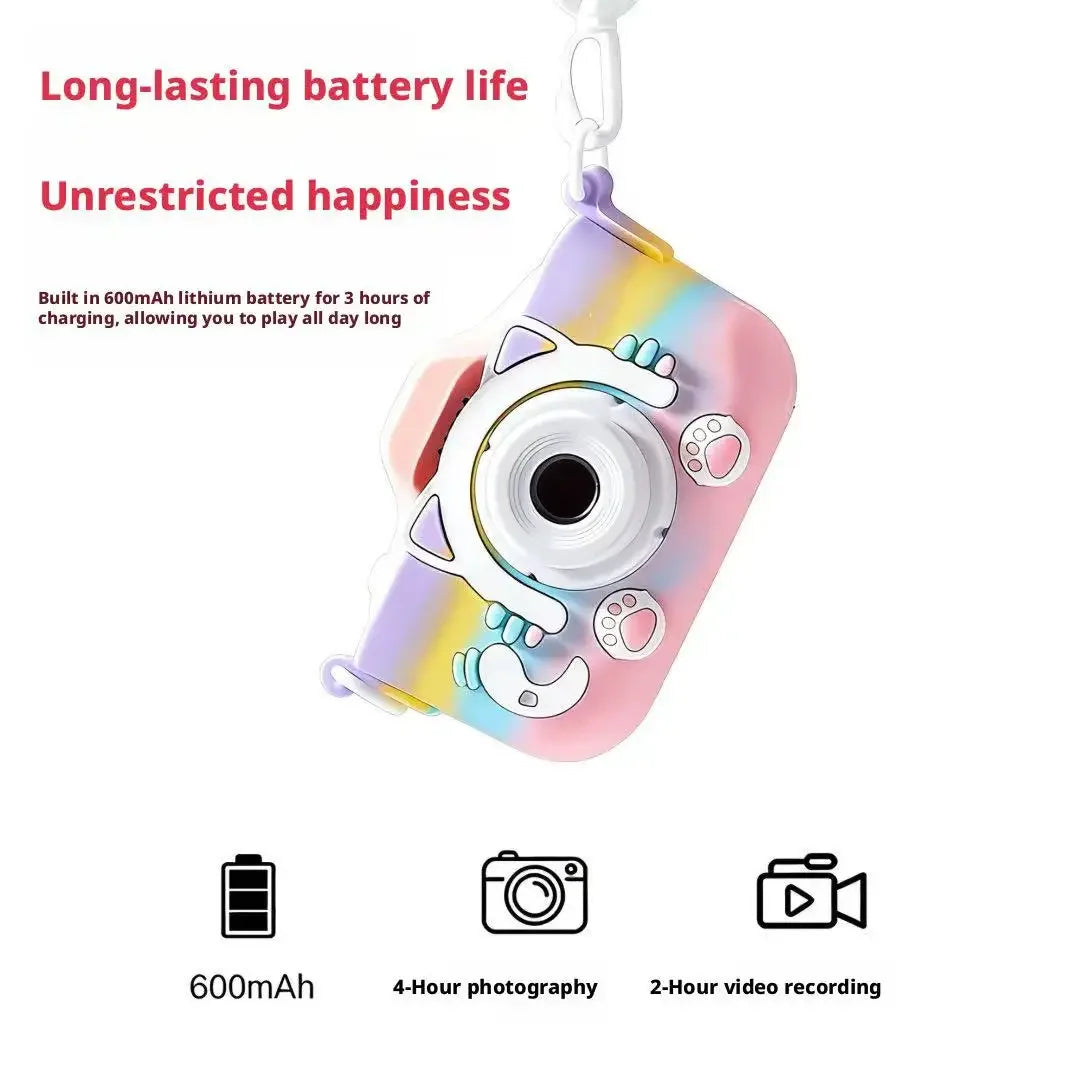 Cute Cartoon Kids Digital Camera HD Dual Lens 128G Portable Mini Children Camera Photo Video Recorder Toy for Boys Girls Gift Peaceful Pleasures Health and Wellness
