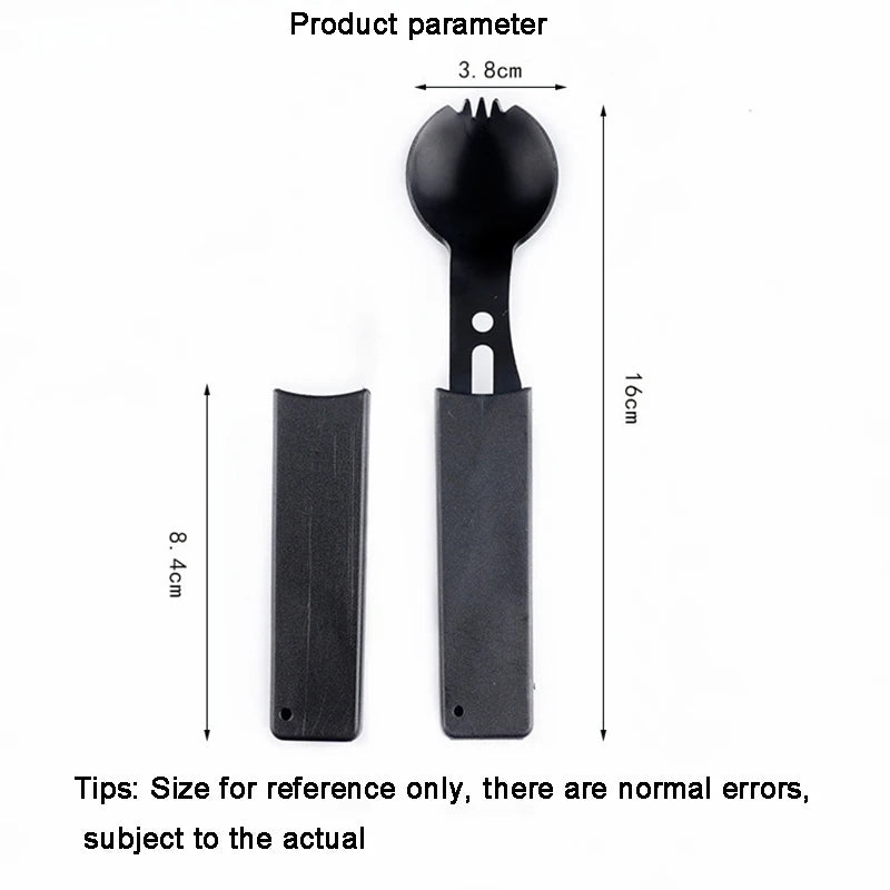 Outdoor Spork Portable Tableware Table Knife Bottle Opener Camping Survival Knife Creative Knife with Whistle Peaceful Pleasures Health and Wellness