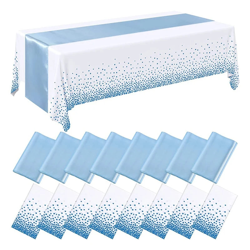 Polka Dot Tablecloth & Satin Table Runner Set for Parties