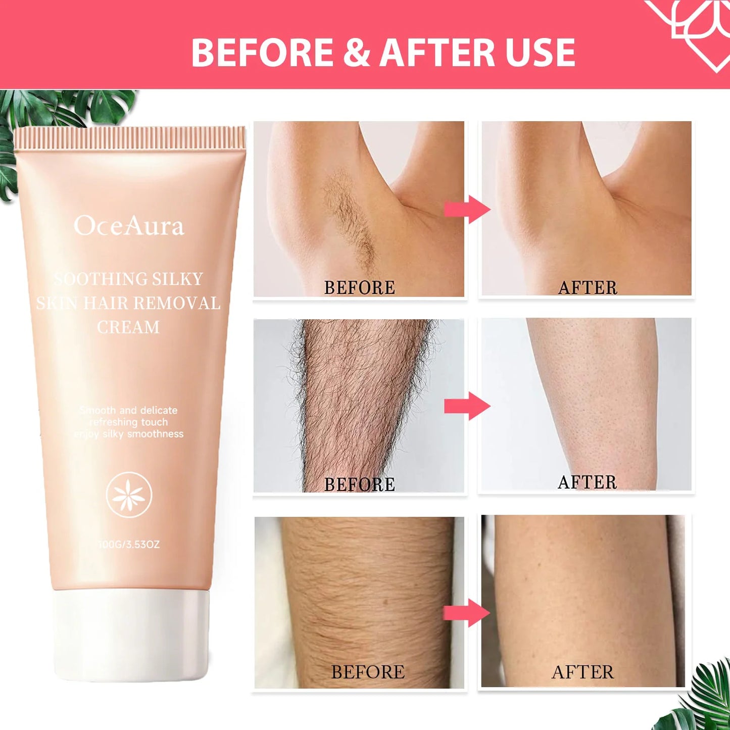 OceAura Gentle Hair Removal Cream 100g – Sensitive Skin Safe