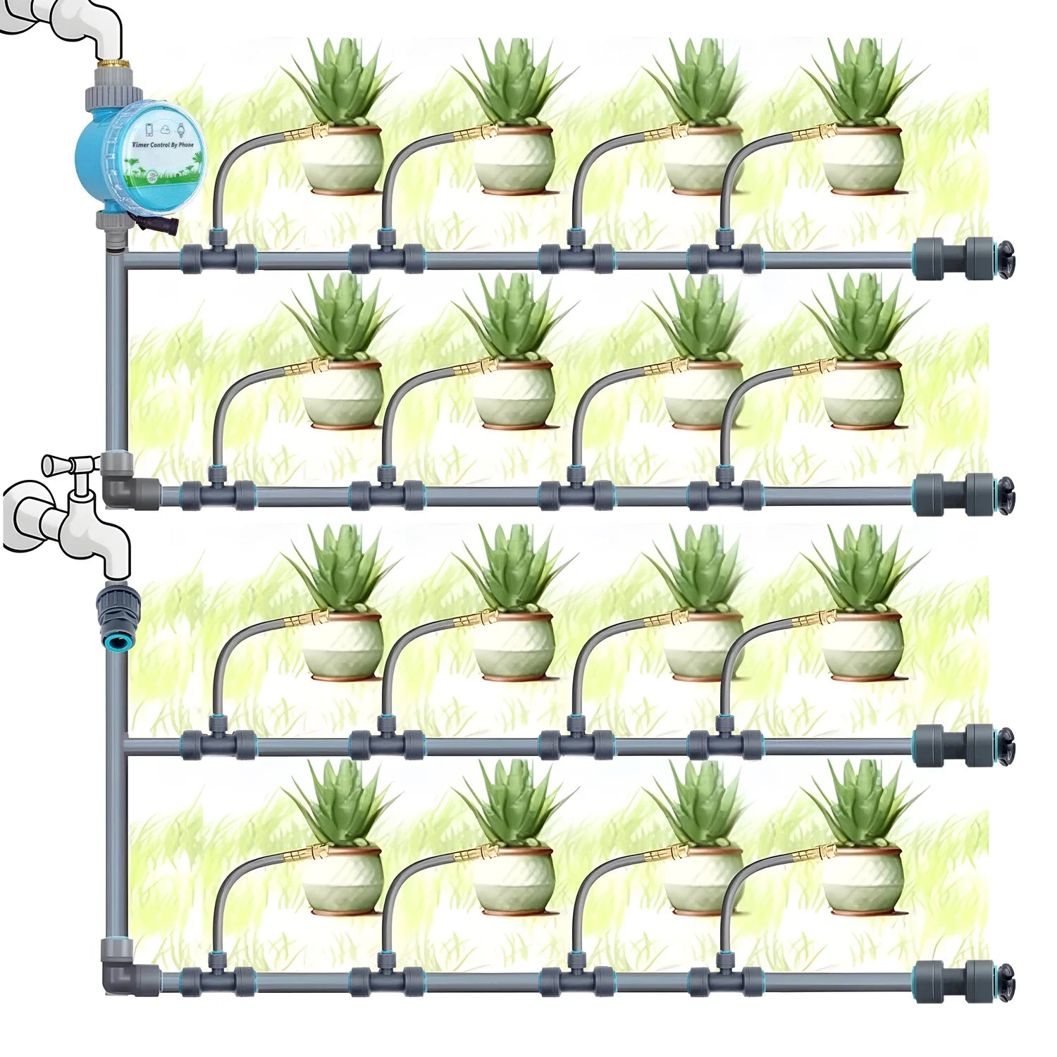 Flexible Brass Adjustable Spray Kit Gray 3/8"PE Hose Quick Connect Fogging Cooling Dedusting Watering System for Garden Peaceful Pleasures Health and Wellness