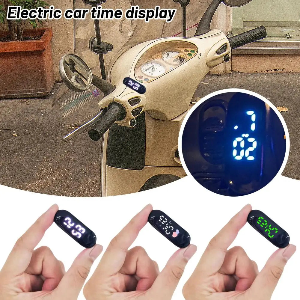 Motorcycle Electric Scooter Digital Time Display Portable Electronic Watch Waterproof Night Light Digital Display LED Clock Peaceful Pleasures Health and Wellness