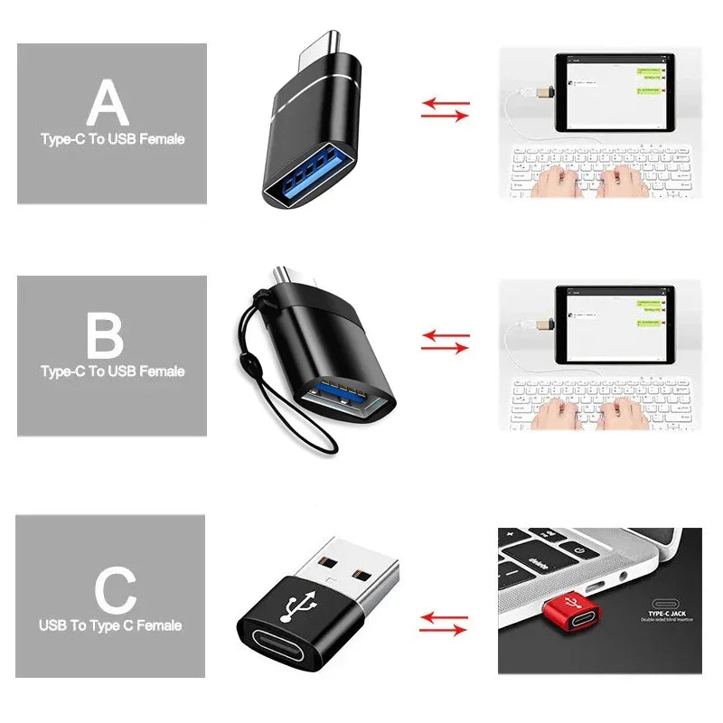 1-8PCS Type C To USB 3.0 OTG Adapter USB C Male To USB Female Converter For Laptop Macbook Samsung Xiaomi USB C OTG Connector Peaceful Pleasures Health and Wellness