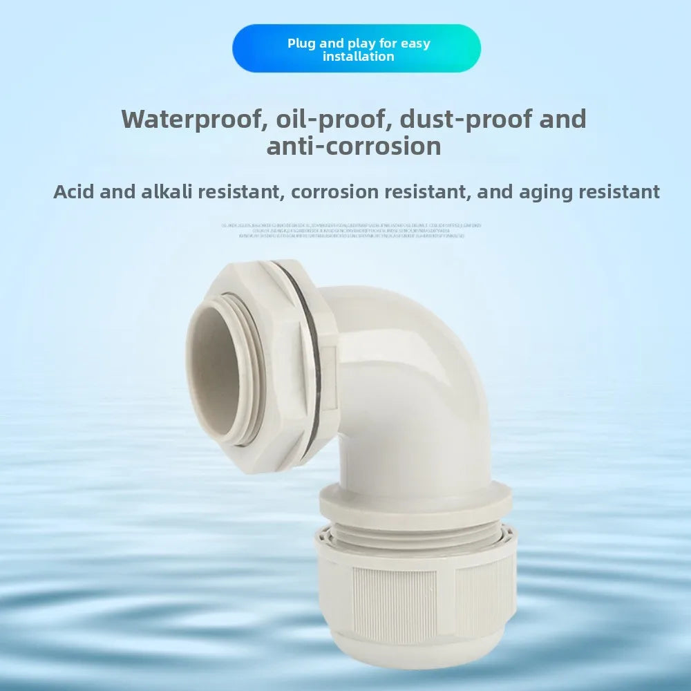 5-Pack 90° Waterproof Nylon Cable Glands M12 M16 M20 M25