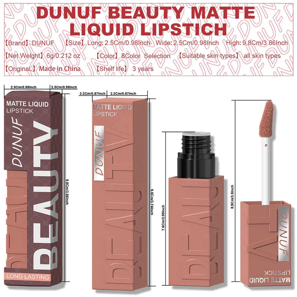 DUNUF Y2K Waterproof Lip Gloss – Non-Stick Long-Lasting Color