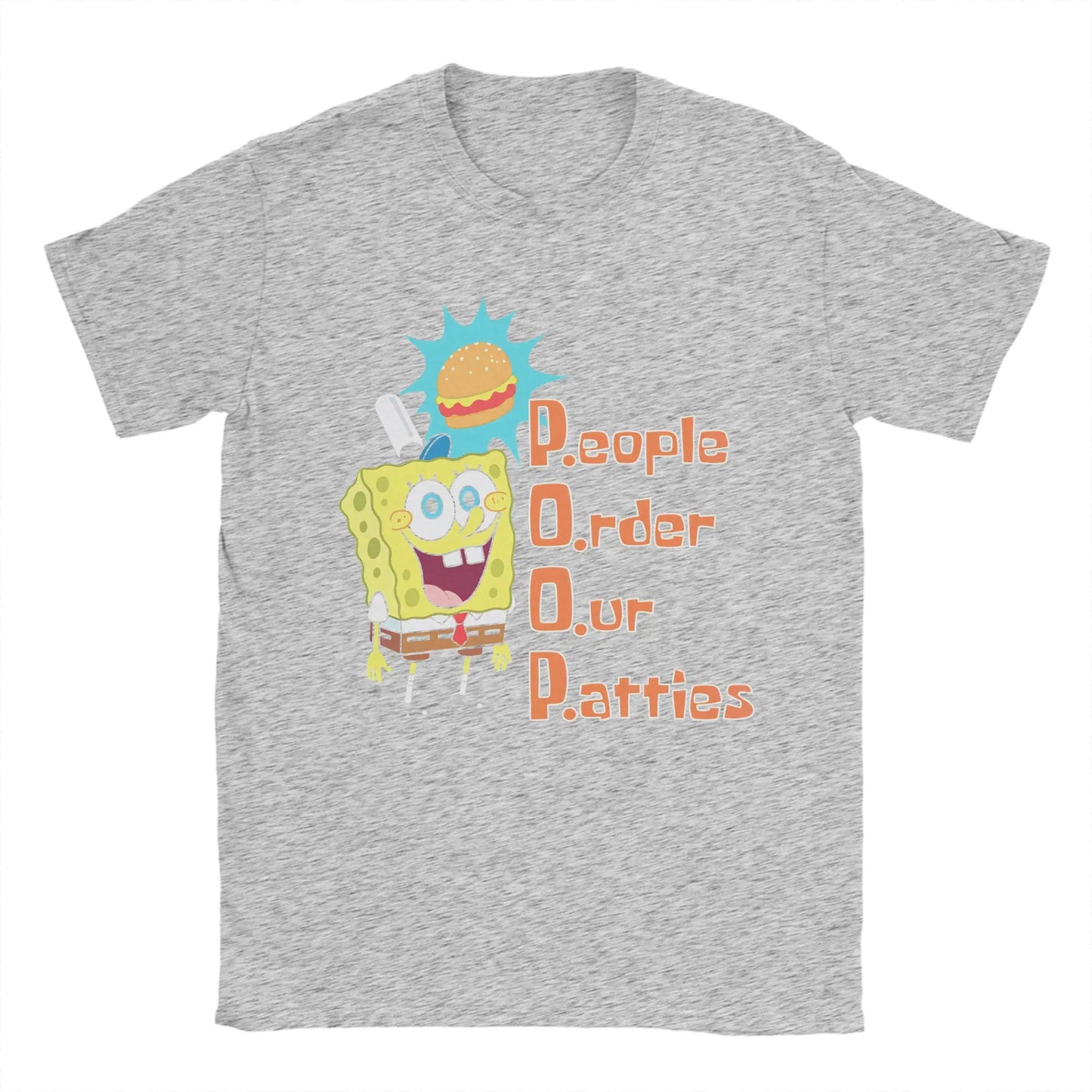 S-Spongebobs Men's T Shirt Novelty Tee Shirt Short Sleeve Round Neck T-Shirt 100% Cotton Summer Clothes Peaceful Pleasures Health and Wellness GRAY S