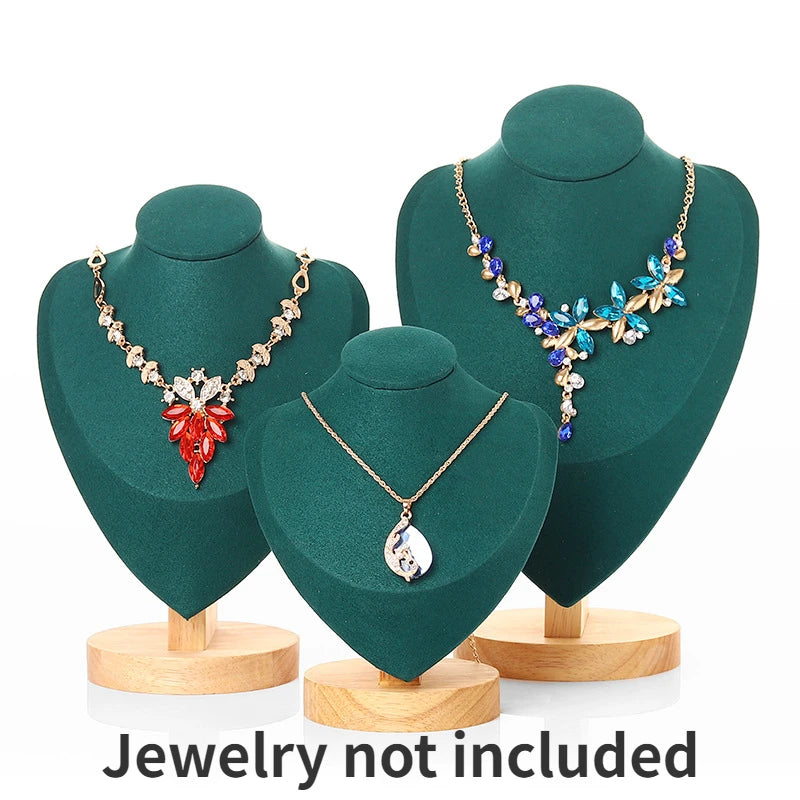 Model Bust Show Exhibitor Velvet Jewelry Display Necklace Pendants Mannequin Jewelry Stand Organizer 3 Colors Peaceful Pleasures Health and Wellness Green 3PCS