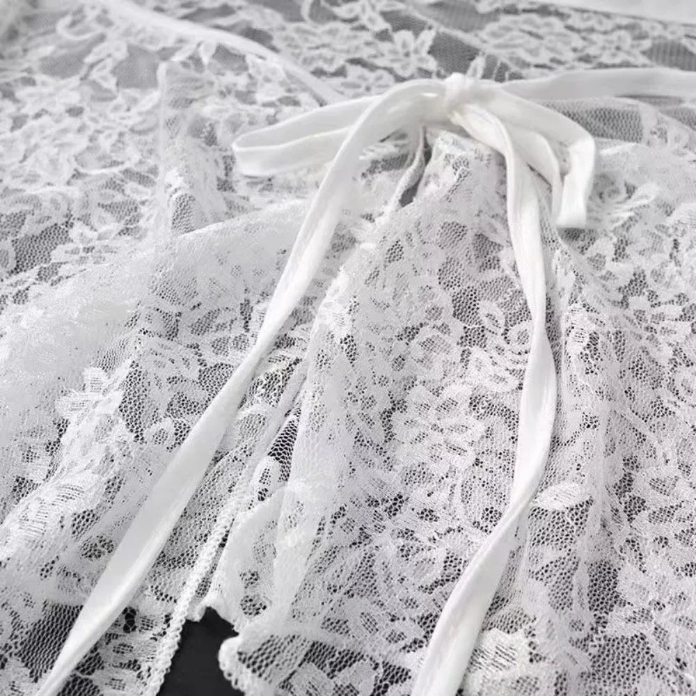 Y2K Lace Mini Skirt – Embroidered Ruched Ruffles Irregular Hem