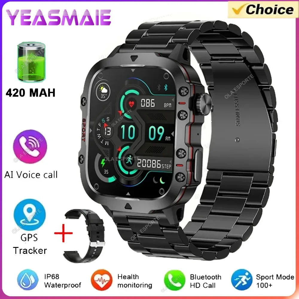New in Military Smart Watch Women 3ATM Outdoor Sport Watch GPS Fitness Tracker Health Monitor BT Calls Smartwatch For Men Women Peaceful Pleasures Health and Wellness Bk20Szstrap Ola Esporte