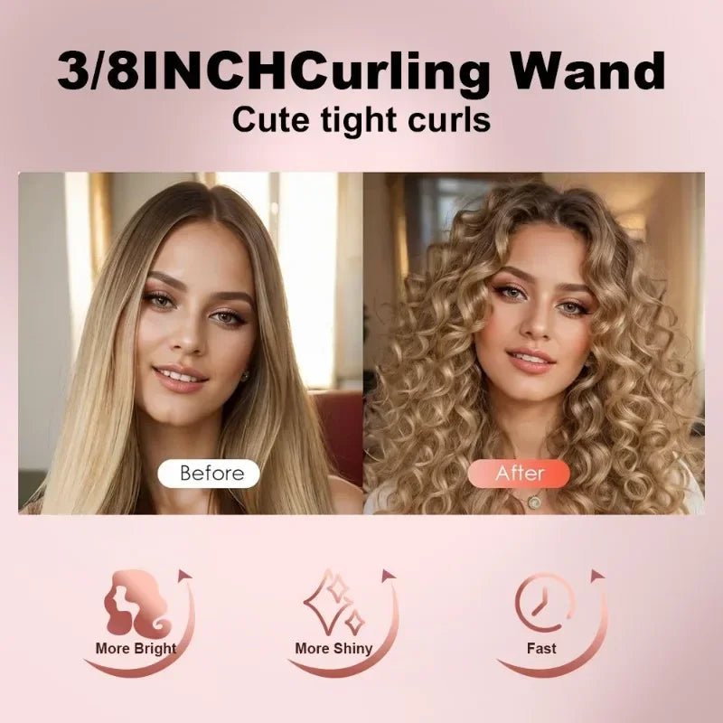 Mini Hair Curling Iron 9mm Curler Wand Professional Curly Tongs Ceramic Electric Salon Styling Tool Small Crimping Iron Peaceful Pleasures Health and Wellness